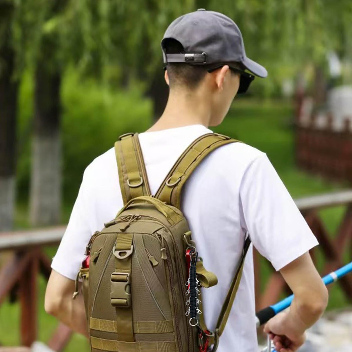 Forieru 4Pcs Cheer Bow Holders - Handmade Mountaineering Buckle For Teen Girls Cheerleading, Sports Backpack Accessories Organizer With 8 Hooks (Black)