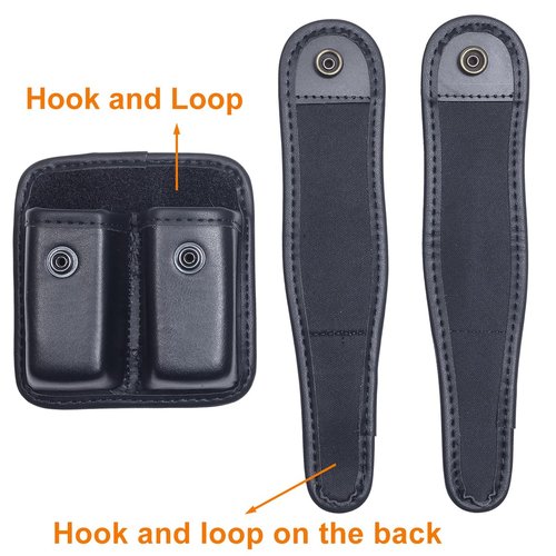 TAFTACFR Molded Double Mag Pouch Tactical Universal Magazine Holder Fits Pistol Mag Single or Double Stack IWB or OWB Mag Pouch Law Enforcement Duty Mag Holder With Removable Top Cover and Hidden Snap