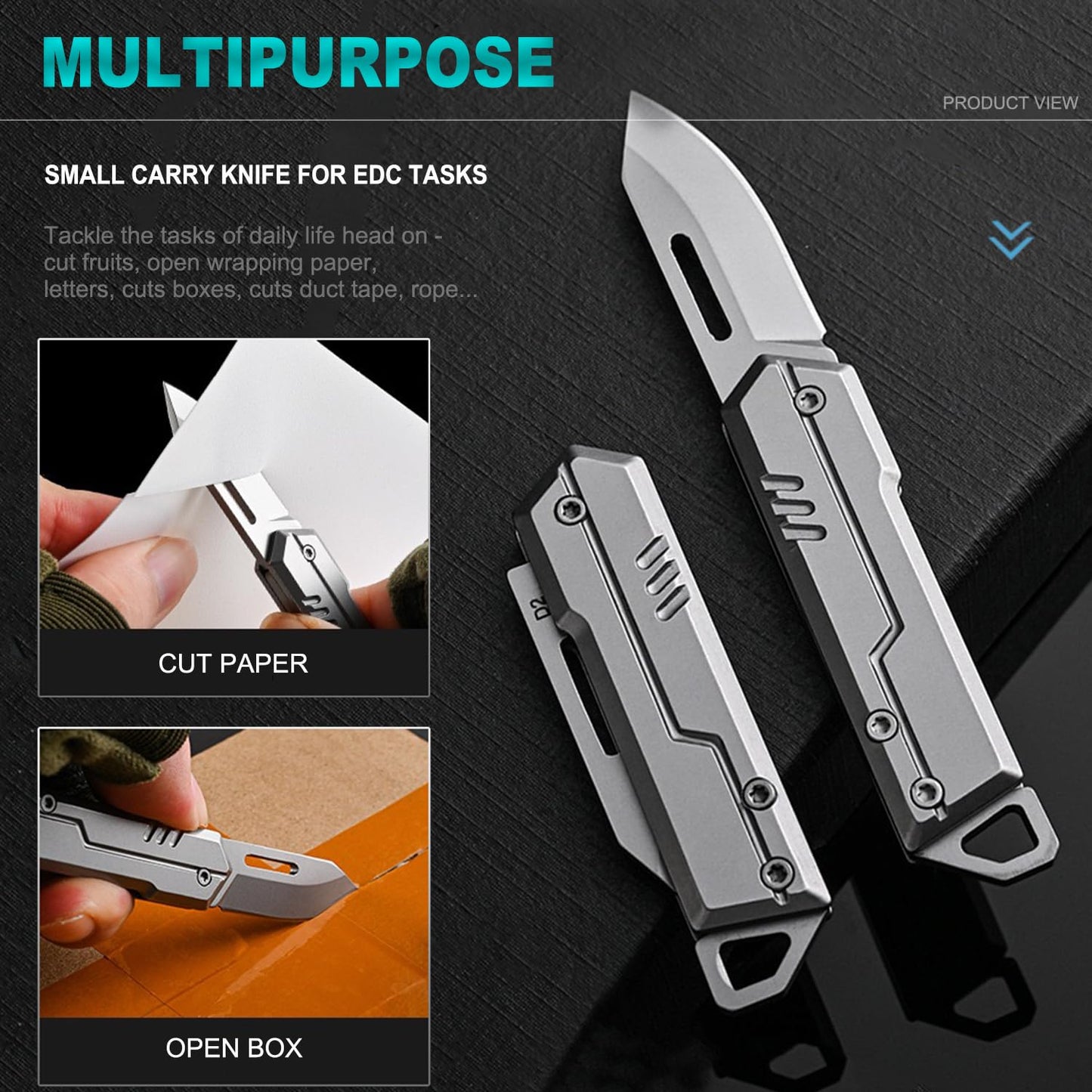 VIFUNCO Keychain Knife, D2 Folding Pocket Knife for Men, CNC Key Knife/Box Cutter Knifes for Women, Small Pocket Knives for EDC, Gifts for Dad husband Him
