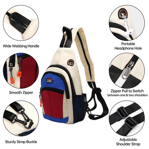 Long Keeper Sling Bag - Women's Crossbody Shoulder Backpack for Men, Travel, Hiking, Sport, Casual Daypack (Beige, Blue, Red)