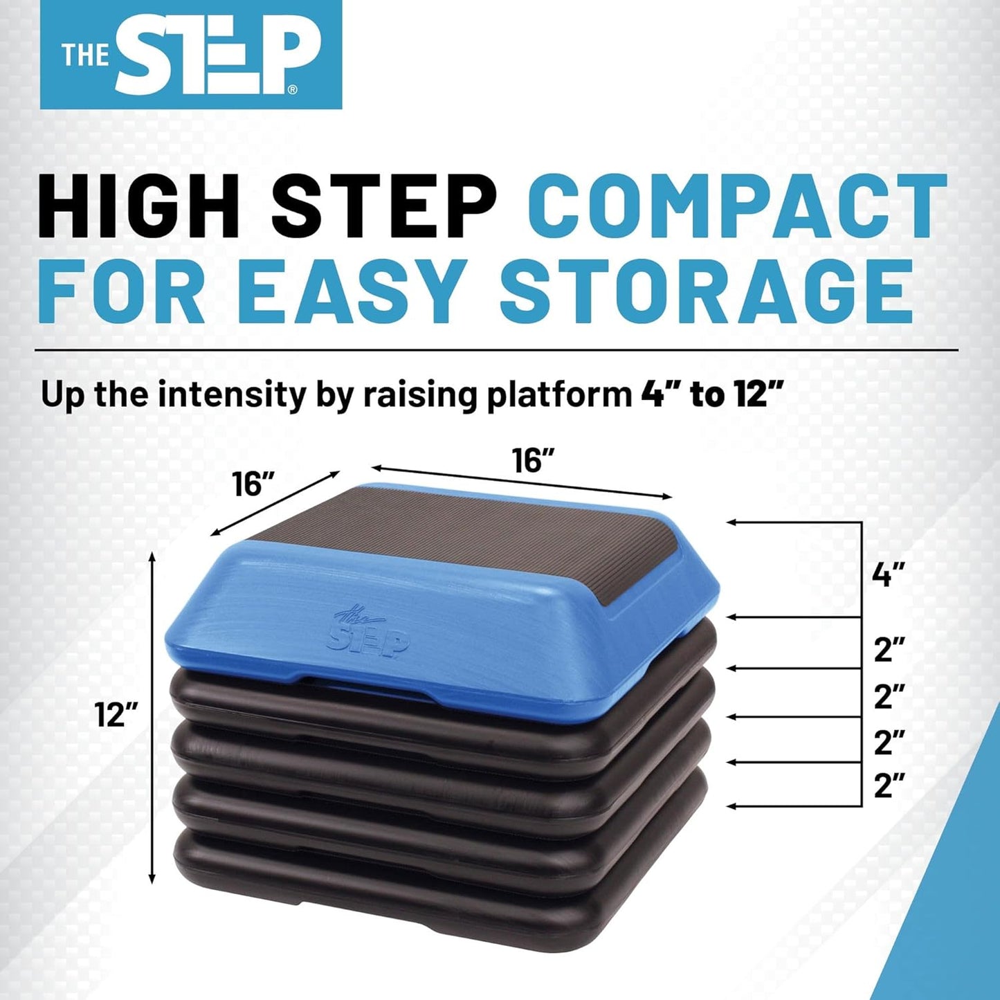 The Step Adjustable High Step Aerobic Platform with 4 Risers, Home Gym Workout Equipment, Fitness Exercise Equipment Made in the USA