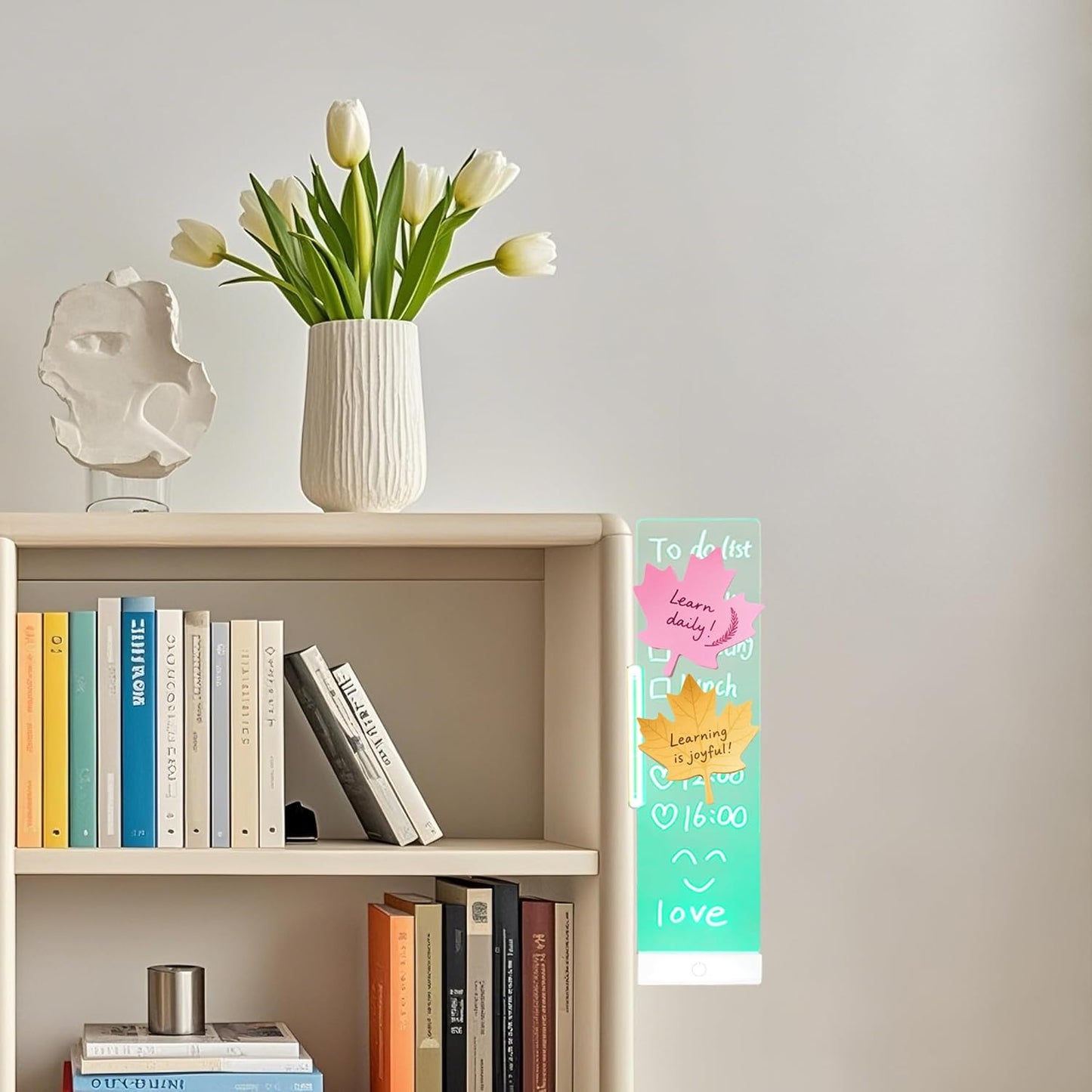 LED Memo Board with Sticky Note Holder, Clear Acrylic Computer Monitor Organizer, Office Supplies, Work from Home Essentials, Multifunction Workspace Accessories