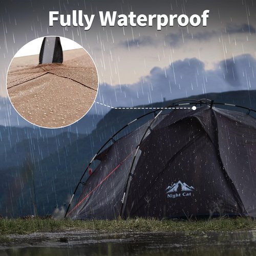 Night Cat Backpacking Tent 2 Person Lightweight Hiking Camping Tent with Foldable Pole, Double Layers Waterproof Fast Setup Ultralight Tent - 2 Doors