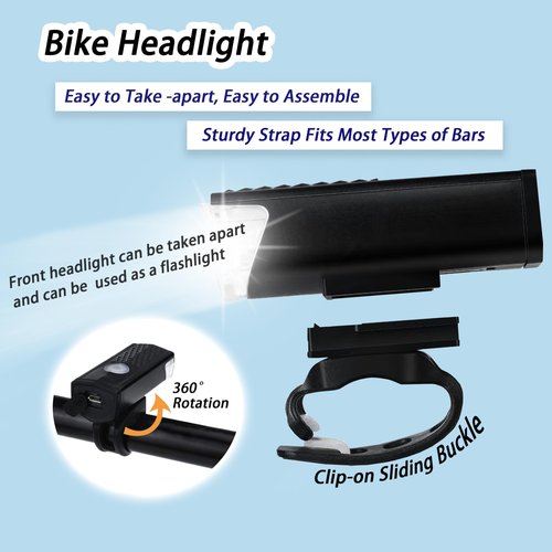 USB Rechargeable Bike Lights Set Bike Lights For Night Riding, 3 Light Modes, Ideal for City Commuting, Mountain Biking, and Outdoor Adventures with Front Headlight and Rear Taillight Bike Accessories