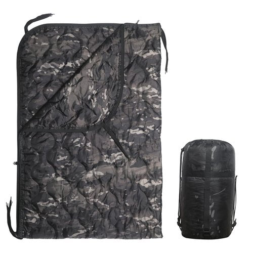 Ghileo Camo Poncho Liner, Army Blanket, Military Sleeping Bag, with A Compression Carrying Bag, for Traveling, Hiking, Camping, Outdoor Survival, Car Blanket