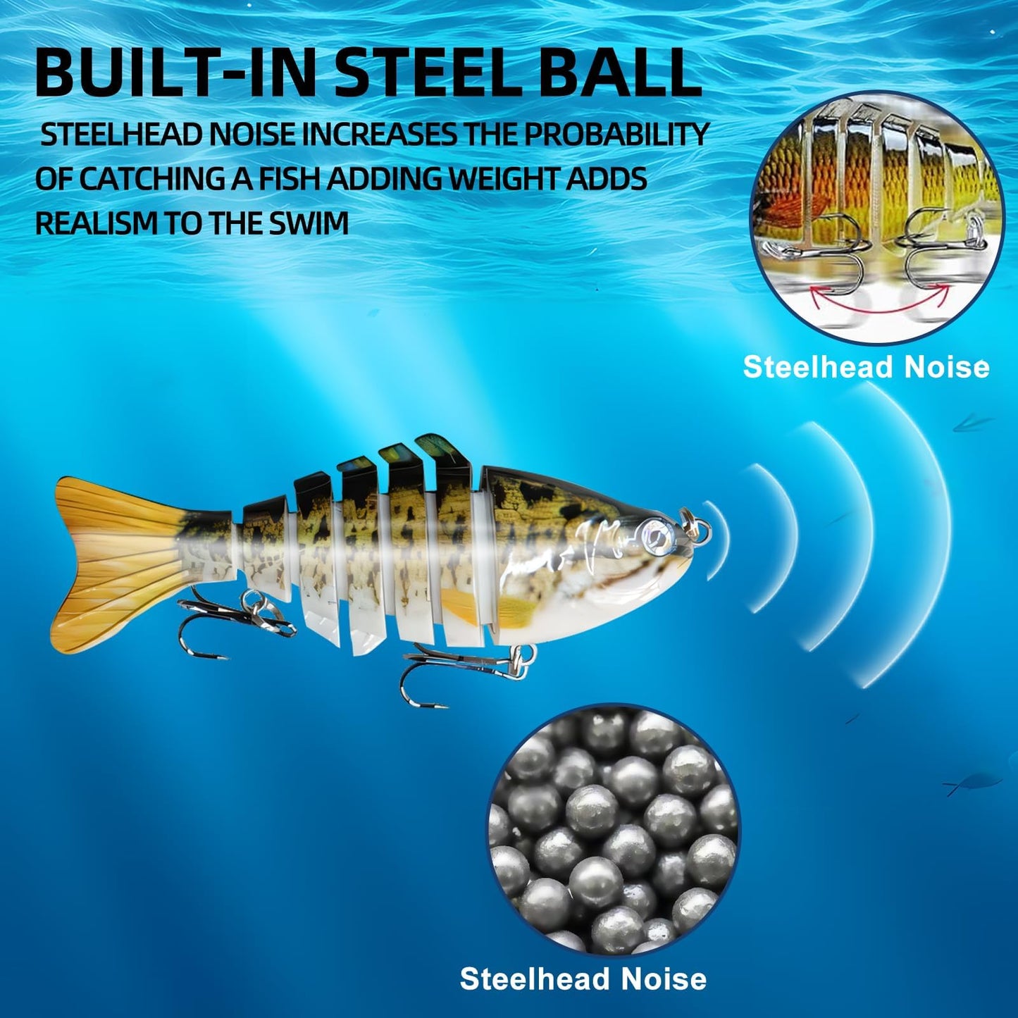 6PCS Fishing Lures for Freshwater and Saltwater with case,Slow Sinking Multi Jointed Swimbaits, Lifelike Lures for Bass Trout Crappie Walleye Pike