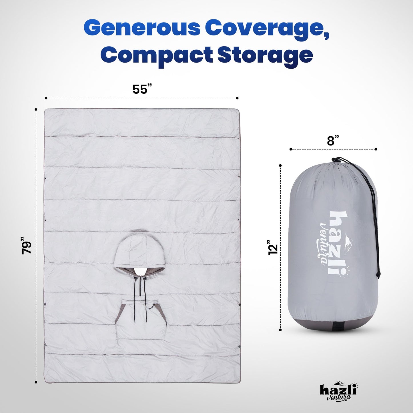 hazli Warm Camping Blanket - Stadium Blanket, Wearable Sleeping Bag Adult, Stadium Sack, Stadium Blankets for Cold Weather, Outdoor Sports Mom Essentials, Stadium Sak, Outdoor Blanket for Sports