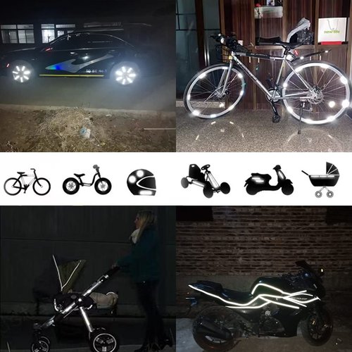 Hsathoac 42Pcs Reflective Stickers, Reflective Decals Multi Shapes Kit, Waterproof Outdoor Safety Warning Reflective Stickers, Night Visibility Adhesive Stickers for Helmet, Bicycle, Car & Stroller