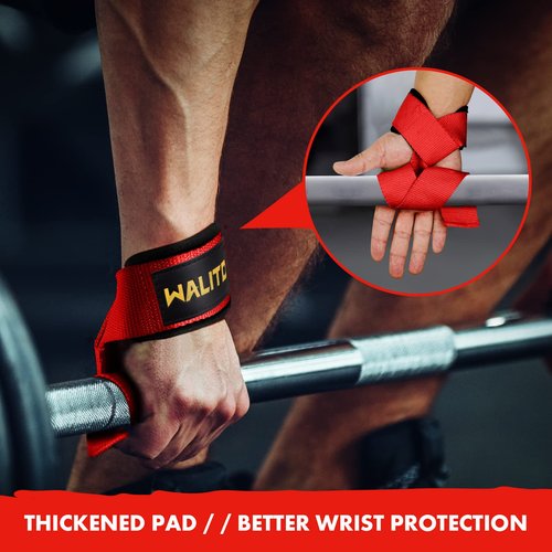 Gym Weight Lifting Straps - 24" Wrist Wraps Wrist Straps for Weightlifting Men & Women, Deadlift Straps Accessories with Thick Protection Pad for Strength Training Equipment, Powerlifting