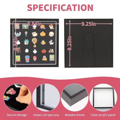 swakuszy Light Up Pin Display Case, Enamel Pin Display Board for Pin Collection, Wall-Mounted or Desktop Pin Holder, Pin Board for Enamel Pins for Pin Collectors