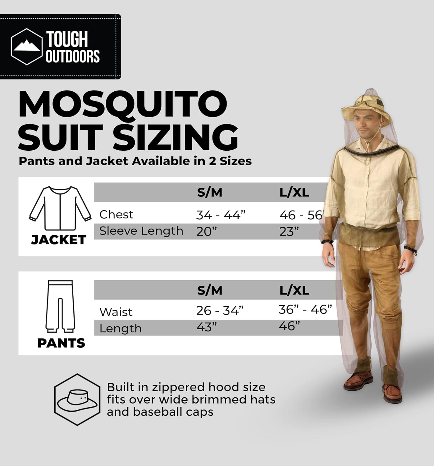 Tough Outfitters Mosquito Suit Jacket & Pants - Mosquito Repellent Clothing for Men & Women - Insect, Bug Proof Net Mesh Suit for Gardening & Outdoor - from Flies, Tick, Gnats - Large
