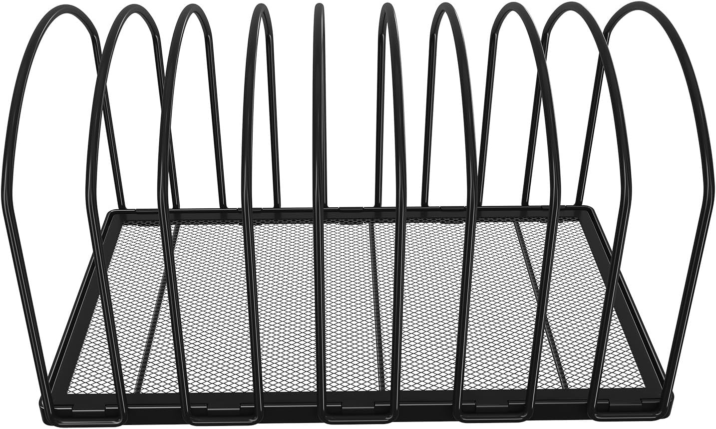 Simple Trending 9 Section Metal File Sorter Organizer for Desk, Vertical File Folder Stand for Home Office, Black