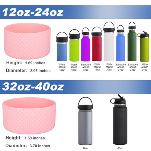 FLORAPELL Boot for Hydro Flask 12 16 18 20 21 24 32 40 oz Water Bottle, Silicone Hydroflask Boots Protective Bottom Sleeve Cover for Hydro Water Bottles (Light Pink, Fits 12 to 24 oz Bottles)