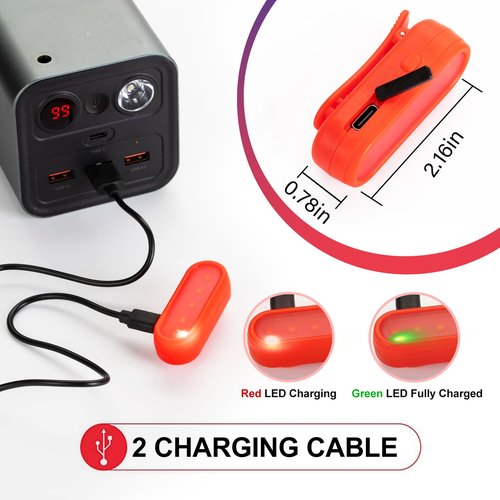 LED Safety Lights Bike Taillights, Bright Red/Green Bicycle Rear Cycling Safety Flashlight, USB C Rechargeable 4 Light Mode Options for Runners, Dogs, Boat, Bike, Walking