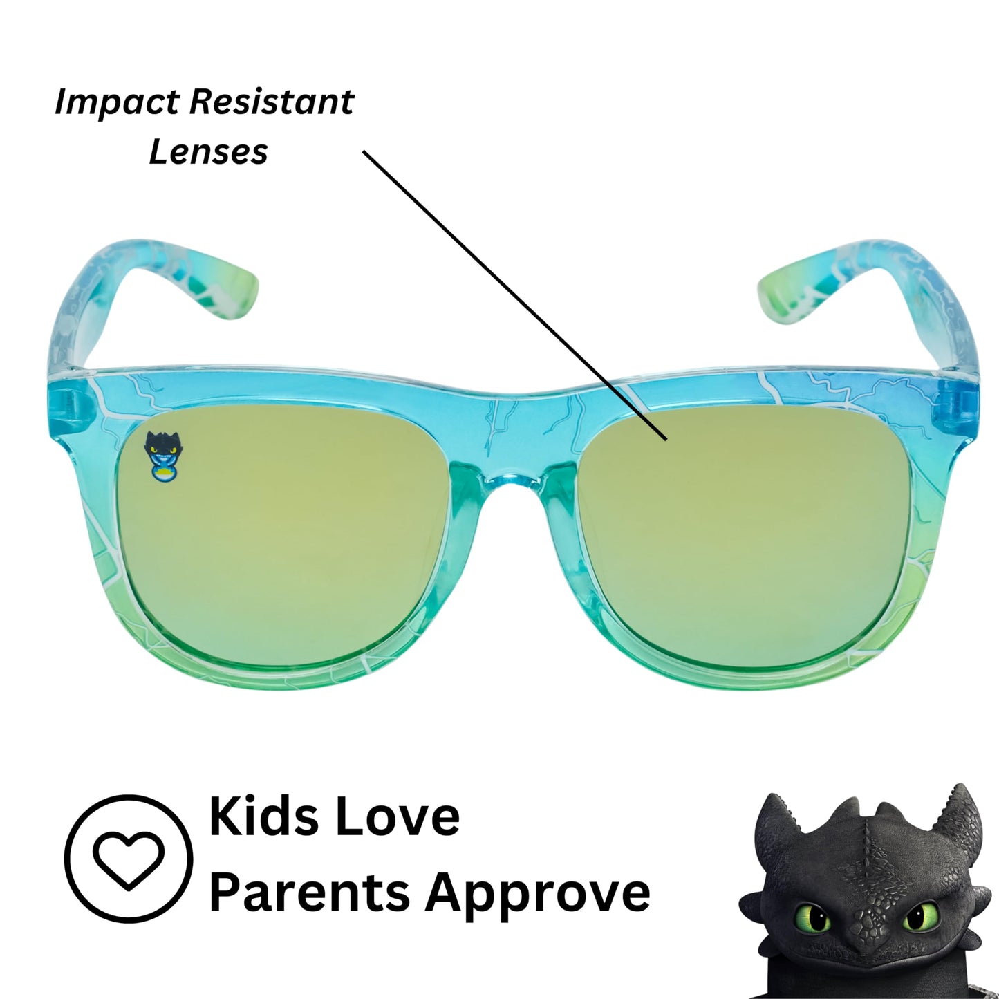 Arkaid Official How to Train Your Dragon Sunglasses for Kids | Light Blue and Green Classic Shades | UV 400 | One Size Fits Most Kids