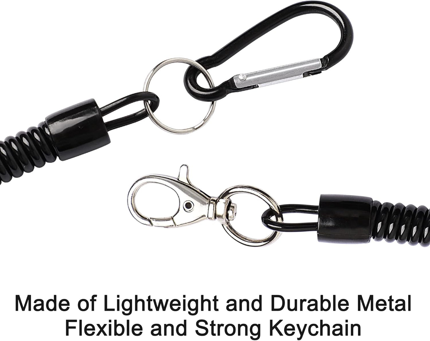 uxcell Spiral Fishing Lanyard, Retractable Safety Coiled Cord Lanyard with Lobster Clasp, Elastic Spring Coil Rope Strap Leash for Fishing, Climbing, Boating, Pliers Tool, 1 Pcs