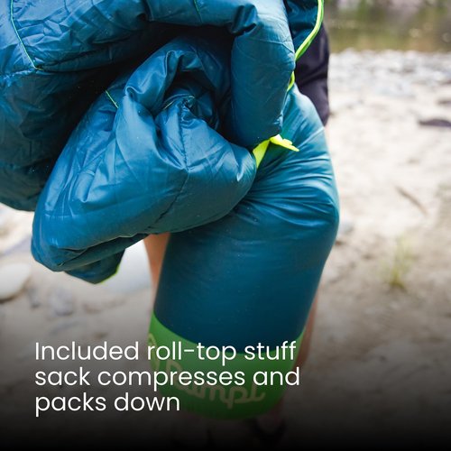 Rumpl Backcountry Puffy Blanket, Ultra-Portable and Lightweight Adventure Blanket, 2-Person (80x84 inches), Sea Moss