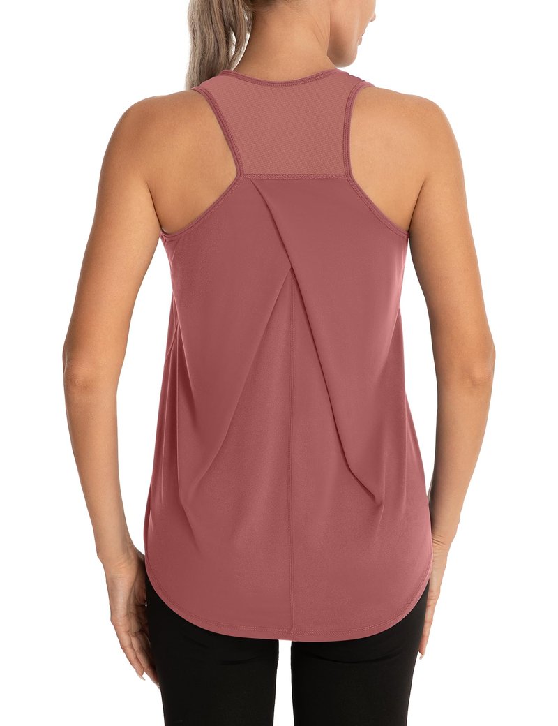 Aeuui Womens Workout Tops for Women Racerback Tank Tops Mesh Yoga Shirts Athletic Running Tank Tops Sleeveless Gym Clothes Coral