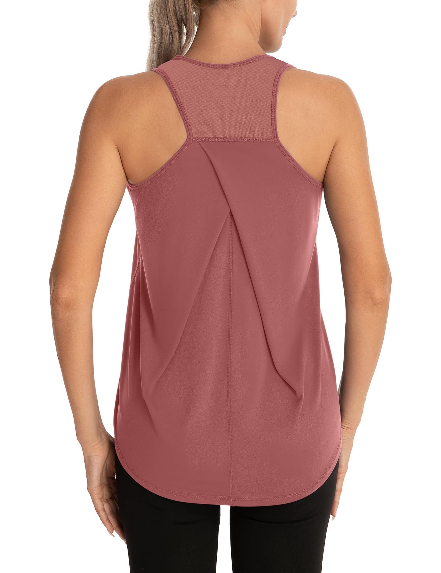 Aeuui Womens Workout Tops for Women Racerback Tank Tops Mesh Yoga Shirts Athletic Running Tank Tops Sleeveless Gym Clothes Coral