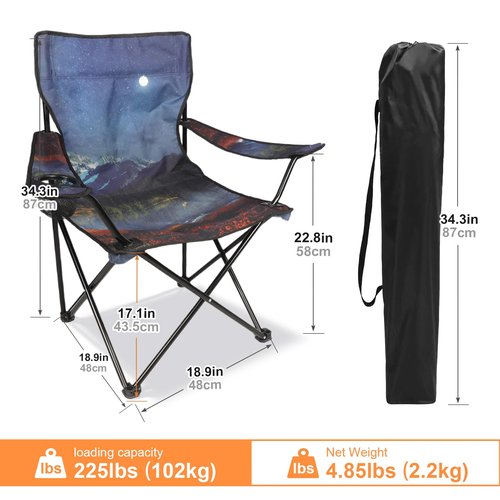 Northroad Camping Chair Portable Camp Chair, Folding Lawn Chair with Cup Holder for Outdoor Camping, Hiking, Travel, Patio, Beach, Picnics