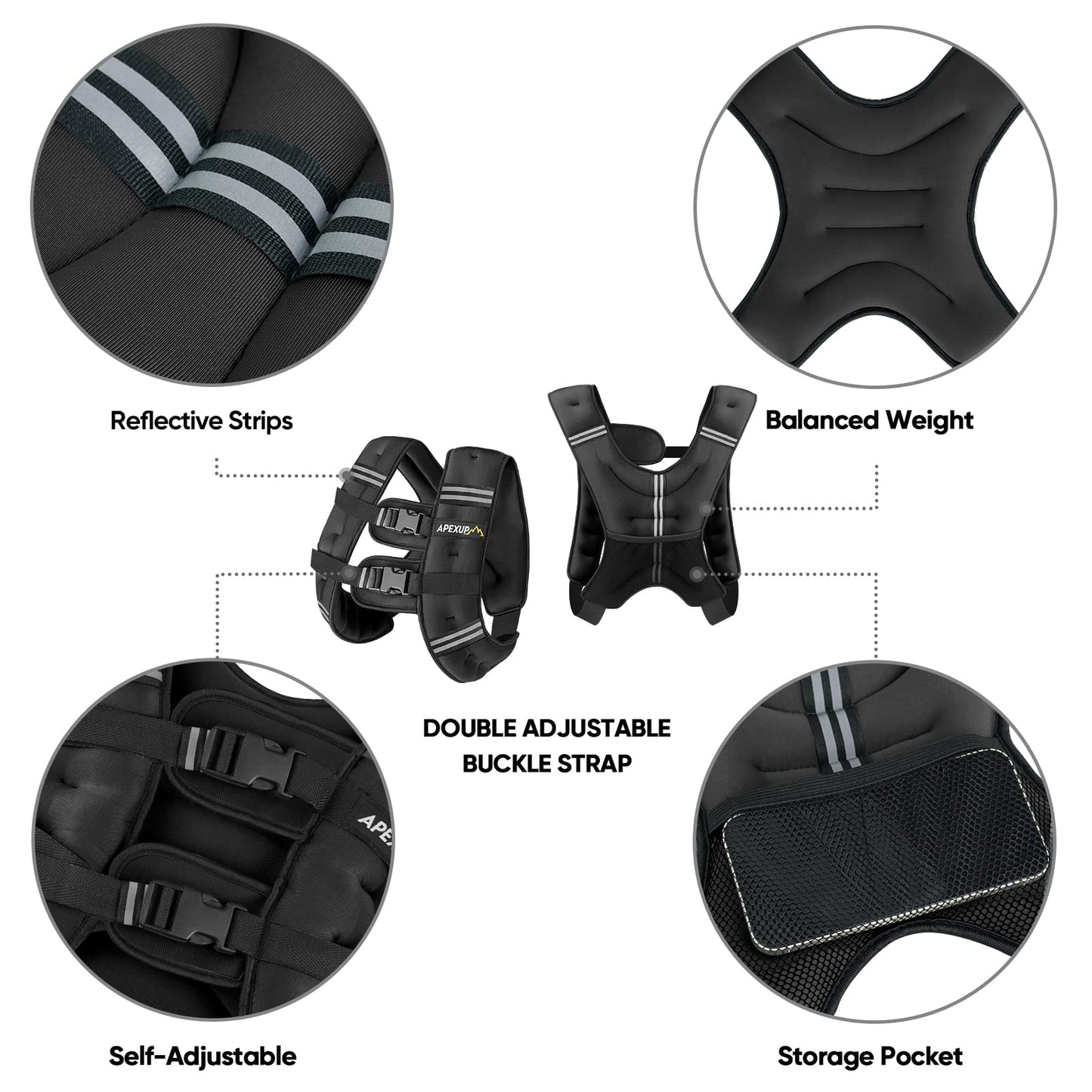 APEXUP Weighted Vest 15lbs + Gym Duffle Bag