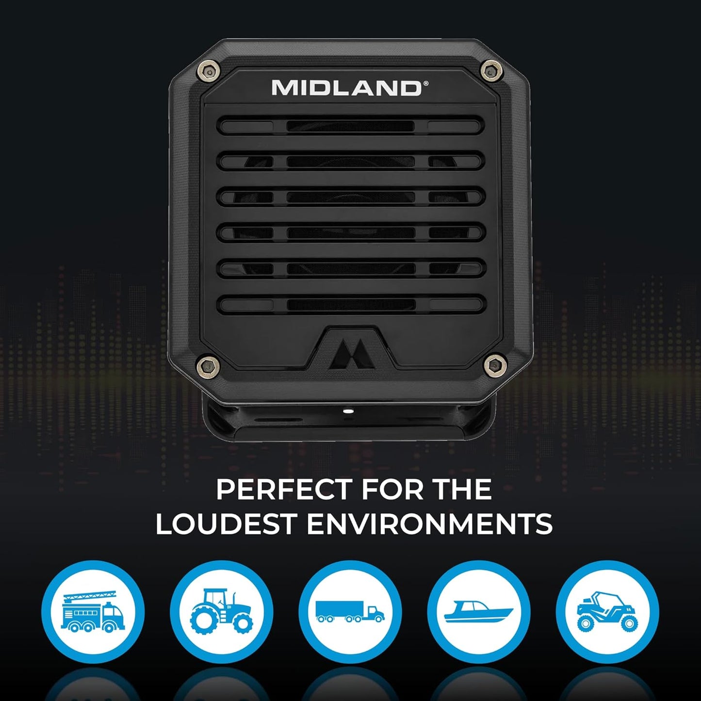 Midland - SPKMINI Mini External Speaker - Waterproof, 10 Watts, 3.5mm Plug - Compatible with All Mobile CB, GMRS, HAM and Amateur Radios