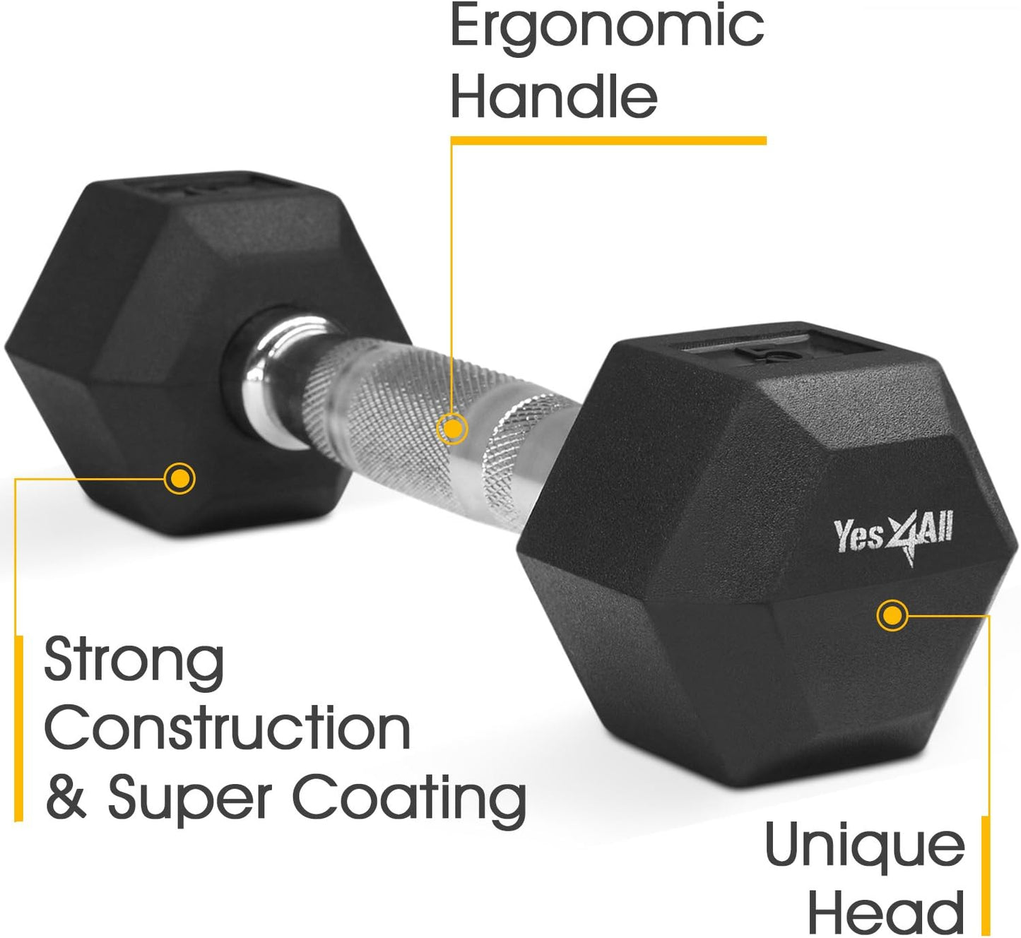 5lb Rubber Hex Dumbbell for Strength Training - Durable & Non-Slip Design