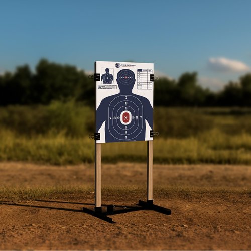 KNINE OUTDOORS Shooting Targets Paper, 23 x35 inch, Bulk for Hunting, Handguns, Pistols, Rifles, Silhouette with Red Bullseye, Blue Design (20 Pack)