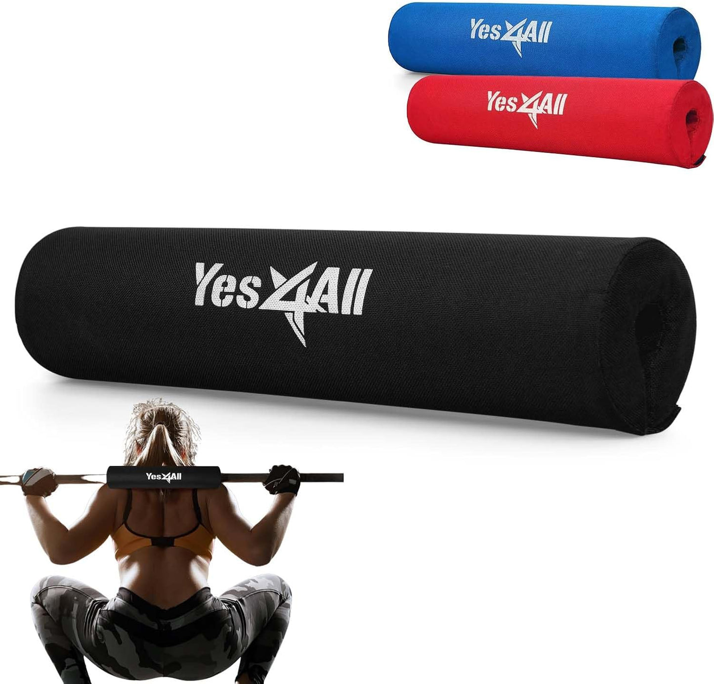 Yes4All Barbell Thick Foam Nylon Pad, Neck Shoulder Protective Pad For Lunges, Squats And Hip Thrust Fit Standard Olympic Bar