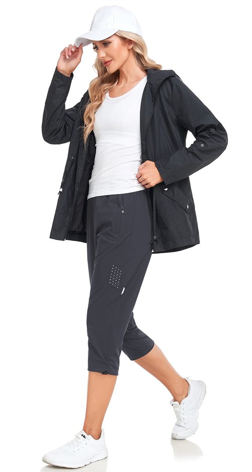 GymBrave Women's Capri Pants Quick Dry Lightweight Hiking Capris Pants Outdoor Casual with Zipper Pockets Gray S