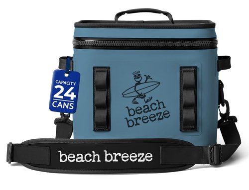 Beach Breeze 24-Can Soft Cooler Bag – Premium Insulated Cooler for Beach, Travel, Camping & Golf – The Beach Cooler is a Lightweight & Durable Ice Chest for Lunch, Road Trips & Outdoor Adventures