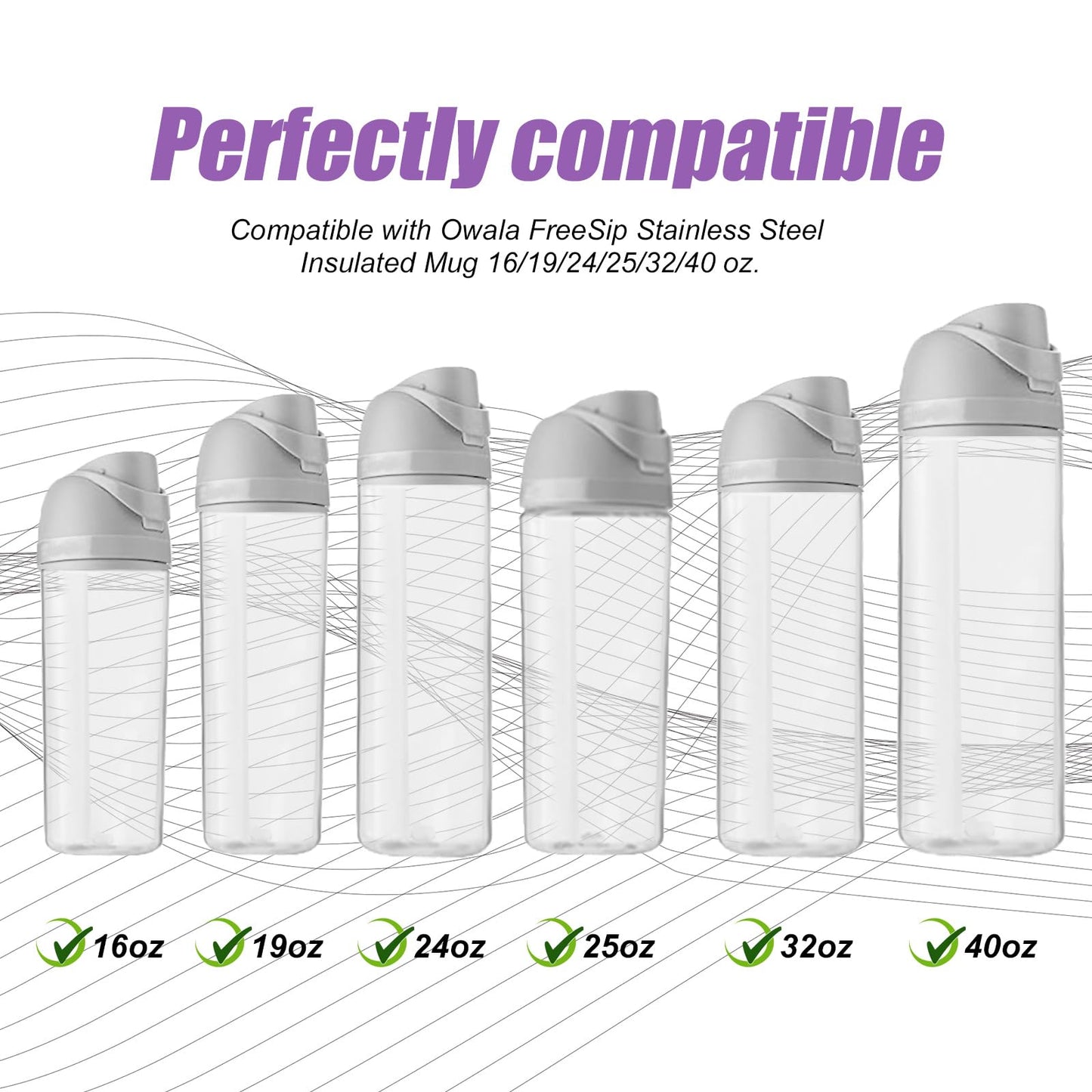 4pcs Water Bottle Seal Circle & 4pcs Replacement Stopper for Owala FreeSip, Silicone O Lid Gasket Ring Top Parts for Free Sip 16oz 19oz 24oz 32oz 40oz, Cap Mouth Plug Accessories, BPA-Free (Colorful)