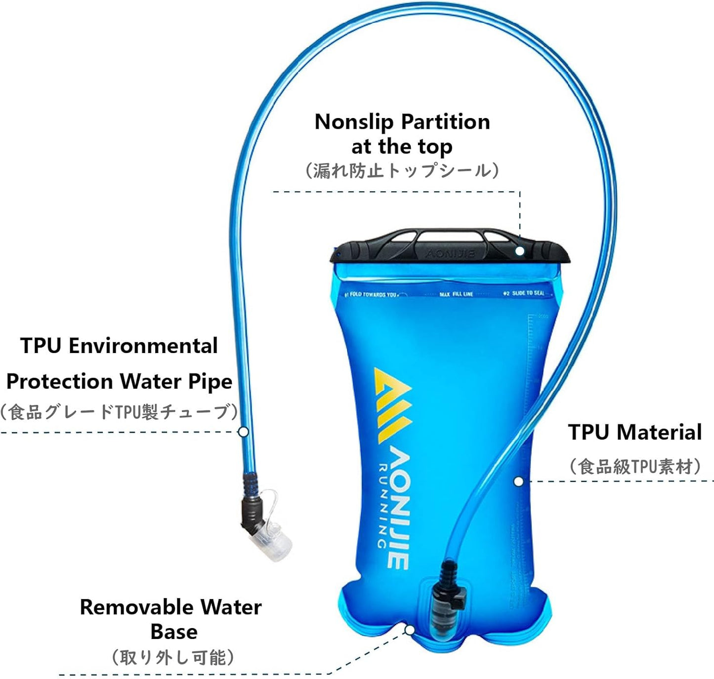 JEELAD TPU Hydration Bladder Water Bladder Ultra-Durable Water Storage Bladder for Hydration Backpacks Outdoor Hiking Running Cycling Camping Climbing