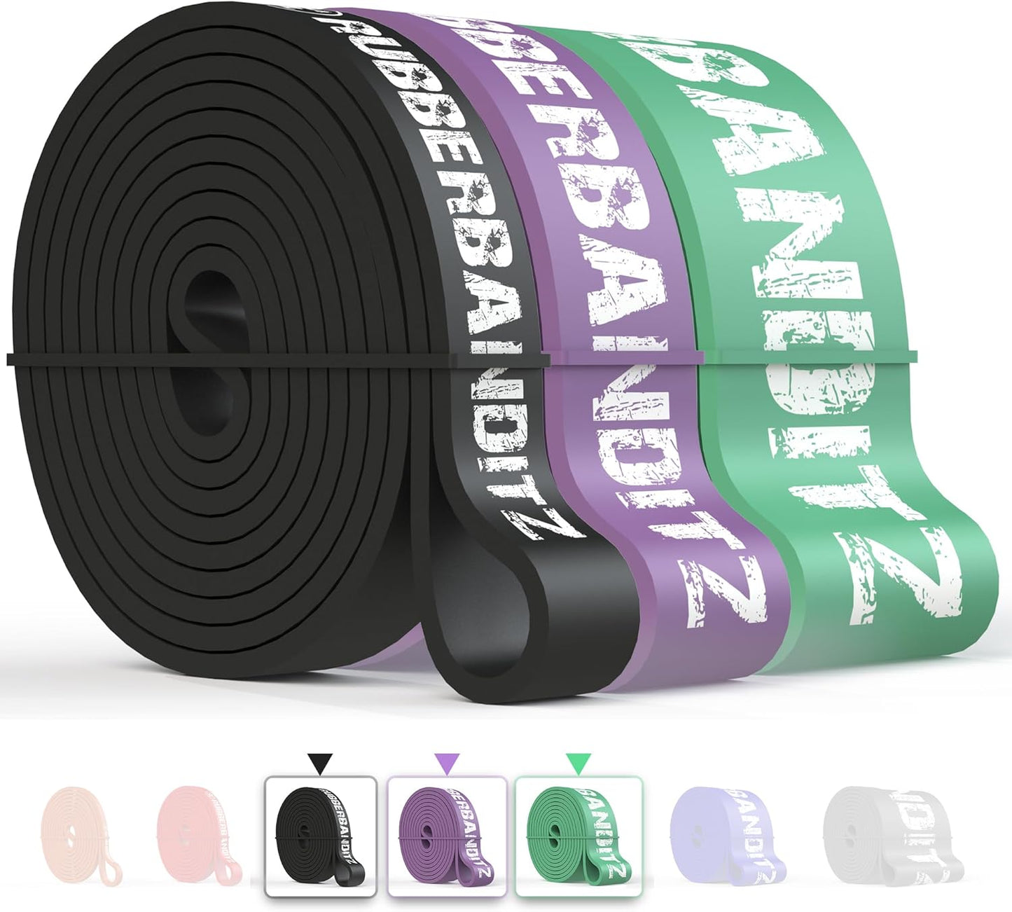 Rubberbanditz Combo Pull Up Assist Bands | Heavy Duty Resistance Exercise Bands for Powerlifting, Mobility, and Stretching | Resistance Bands for Working Out