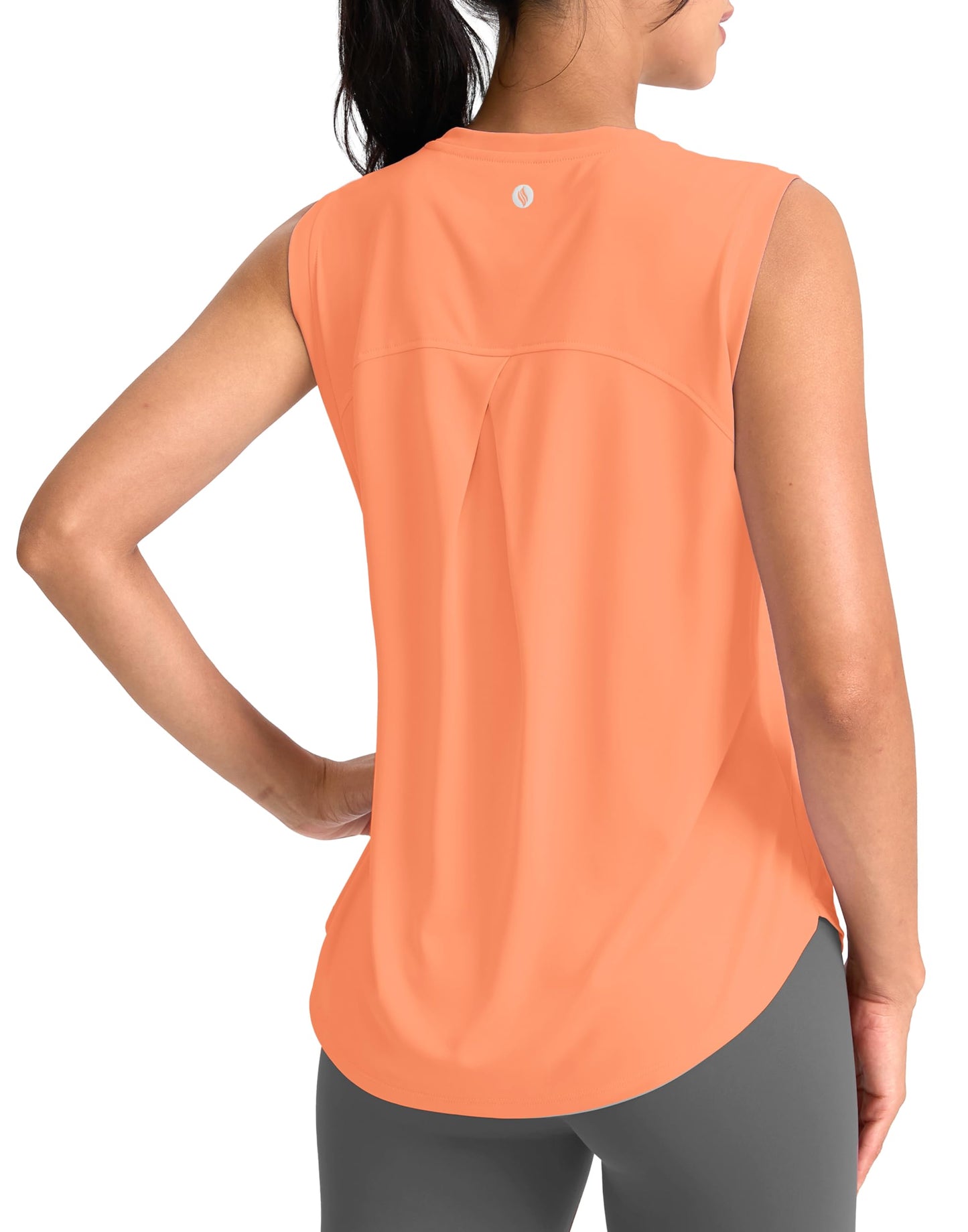SANTINY Women's Sleeveless Workout Tops Breathable Lightweight Active Tennis Yoga Shirts Athletic Running Tank Tops for Women (Orange_L)