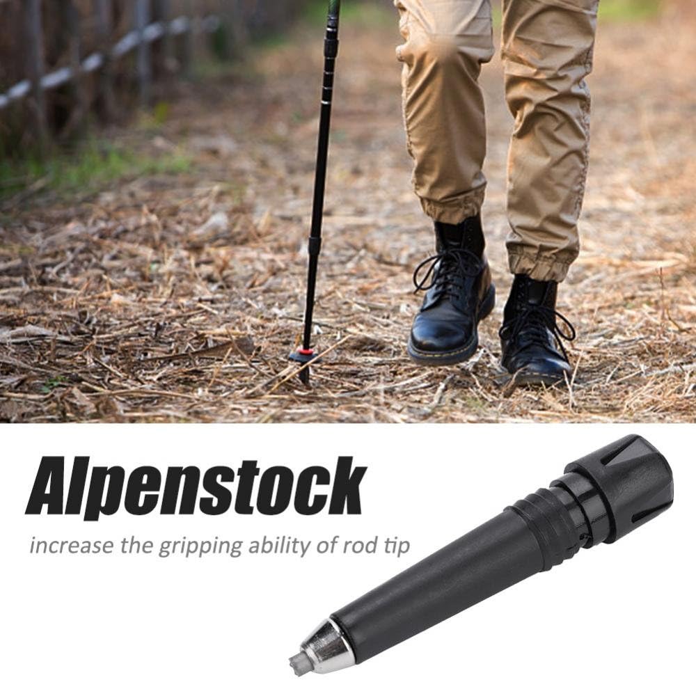 Alomejor 4-Pack Tungsten Carbide Trekking Pole Tips Replacement for Hiking Walking Sticks - Black Tips for Camping Outdoor Adventures