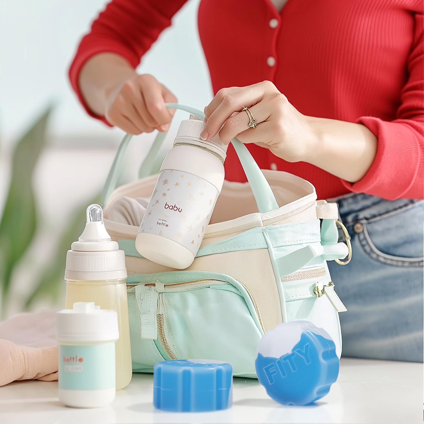 FITY Freeze The 6 Pack - A Space Saving Freezable Ice Pack use w/Lunch Boxes, Diaper Bags, Sore Muscles, 16oz can cooler tumblers, Beach Bags, Coolers, and More. (blue, 6 pack)