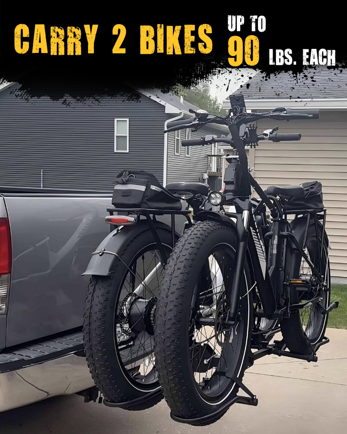 MEEVIZ 2 Bike Racks for Tow Hitch 180 lbs Capacity for Bikes, Electric eBikes, Fat Tire, Road Bikes and MTB, Tilting Folding E-Bike Rack for Car SUV Pickup Truck RV Camper - 2 inch Receiver