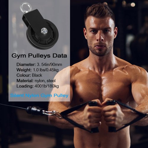 Cable Pulley Rotation Traction Wheel 3.54in/90mm Silence Smooth Detachable 360 Rotation for Pulley System DIY Attachment Lifting Blocks Gym Equipment,Hoists,Ladder Lift,Clothesline,DIY Home Projects