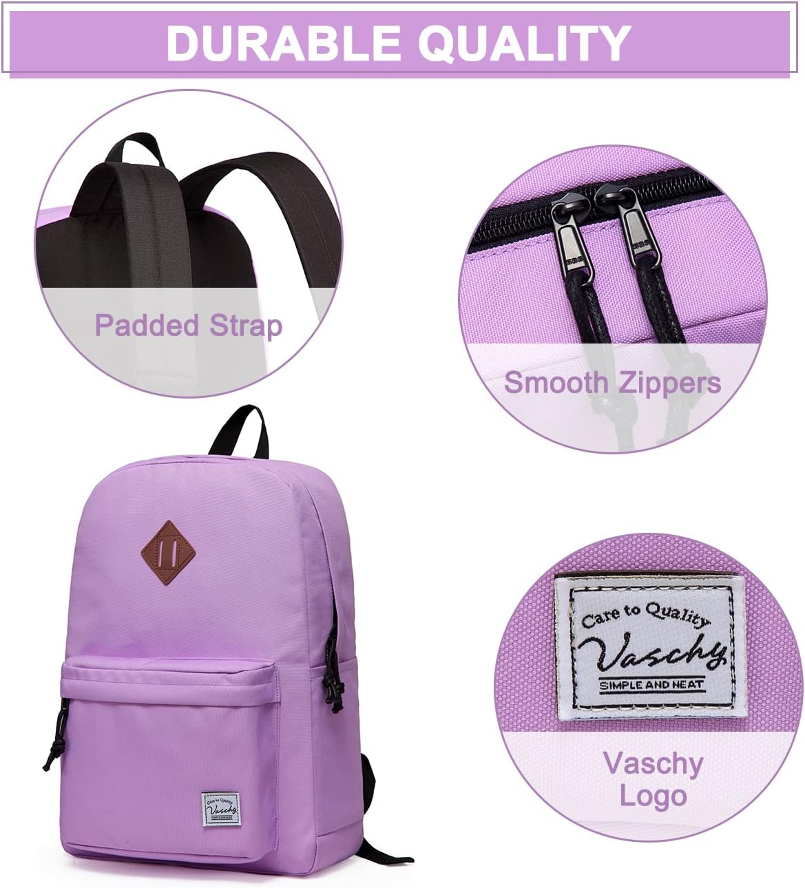 VASCHY Backpacks Handbags, Lavender, M
