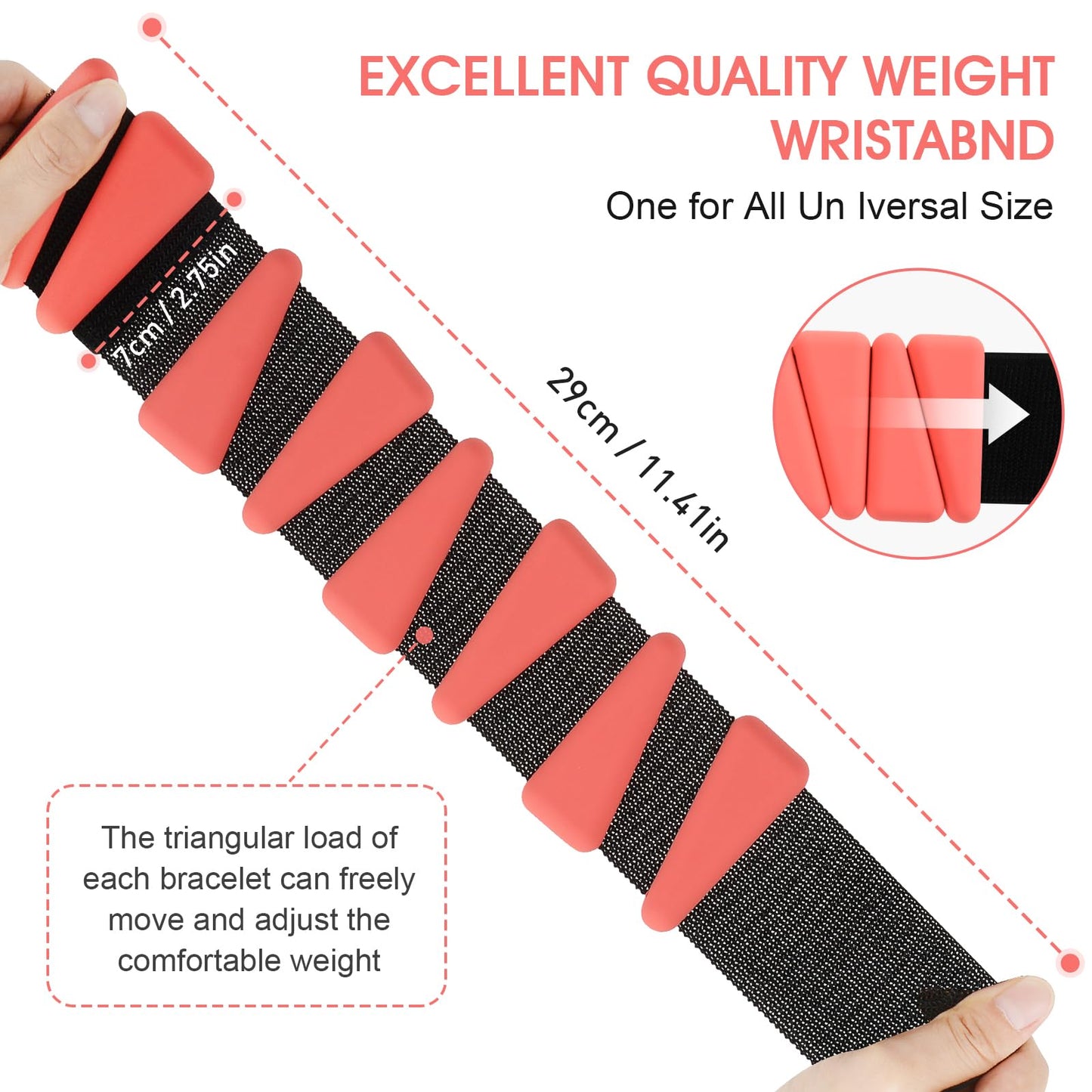 Adjustable Wrist Weights Set of 2, Silicone Weight Bracelets (1Lbs Each) Fits for Women & Men, Wearable Ankle & Wrist Weights, Suitable for Yoga, Pilates, Dance, Pool Exercises, Jogging (Red)