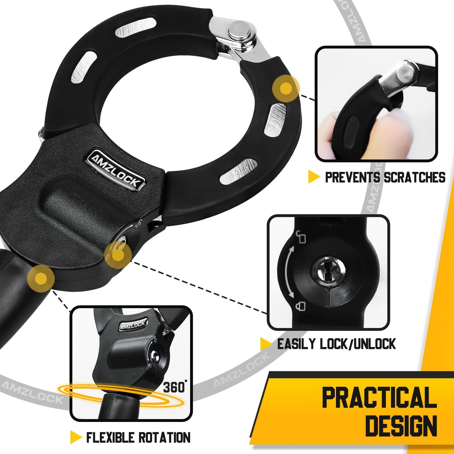 AMZLOCK Scooter Lock with Storage Bag, Electric Scooter Locks Anti Theft, Chain Lock 8 mm Thick, Bike Locks Heavy Duty, Electric Scooter Accessories for Scooter, Bike and Motorcycle