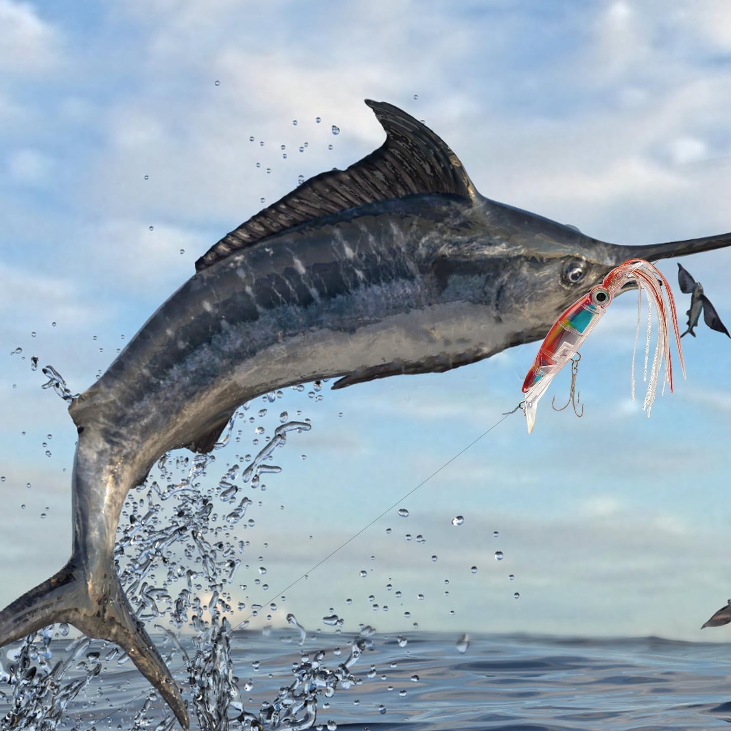 Fishing Lures Saltwater Large Simulation Squid Swimbait Topwater Lure Built in Lead Blocks Plastic Fishing Bait with Hooks Slow Sinking Bass Lure for Bass Trout Crappie