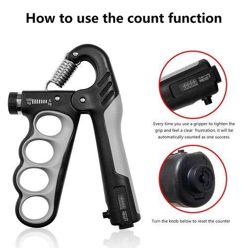 MXhme Hand Grip Strengthener - 5-100KG Adjustable Hand Exerciser Grip Strength Trainer for Muscle Building, Hand Therapy and Recovery - Relieve Pain for Arthritis, Carpal Tunnel, Includes Grips and