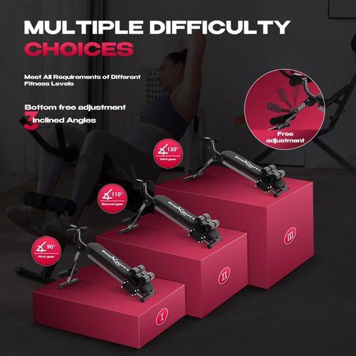 BODY RHYTHM Ab Workout Machine with LCD Monitor for Home Gym,Foldable Sit-Up Bench, Full Body Exercise Equipment for Leg,Thighs,Buttocks,Rodeo,Sit-up Exercise.