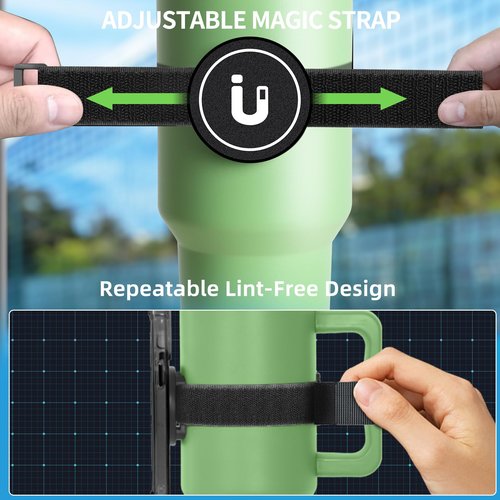 BEEYEO Phone Strap for Bottles Stanley Cups, Magnetic Phone Holder for Phone Using in Gym, Shopping Cart with Metal Ring - 1Pcs Adjustable Long Strap and 1Pcs Short Strap