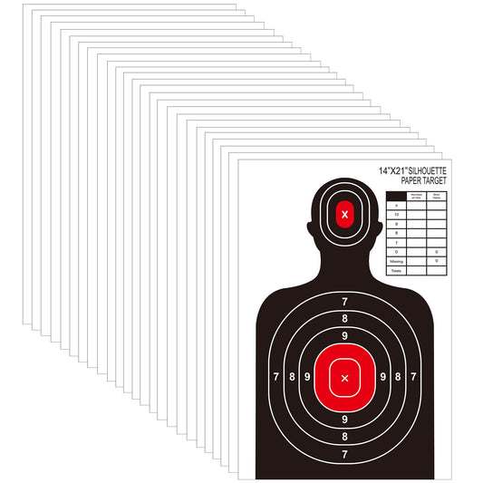 14x21 Inch Shooting Targets for The Range,50 Packs Paper Silhouette Shooting Targets for Indoor and Outdoor Use,Suitable for Handguns,Rifles,BB Guns,Airsoft,Pellet Guns