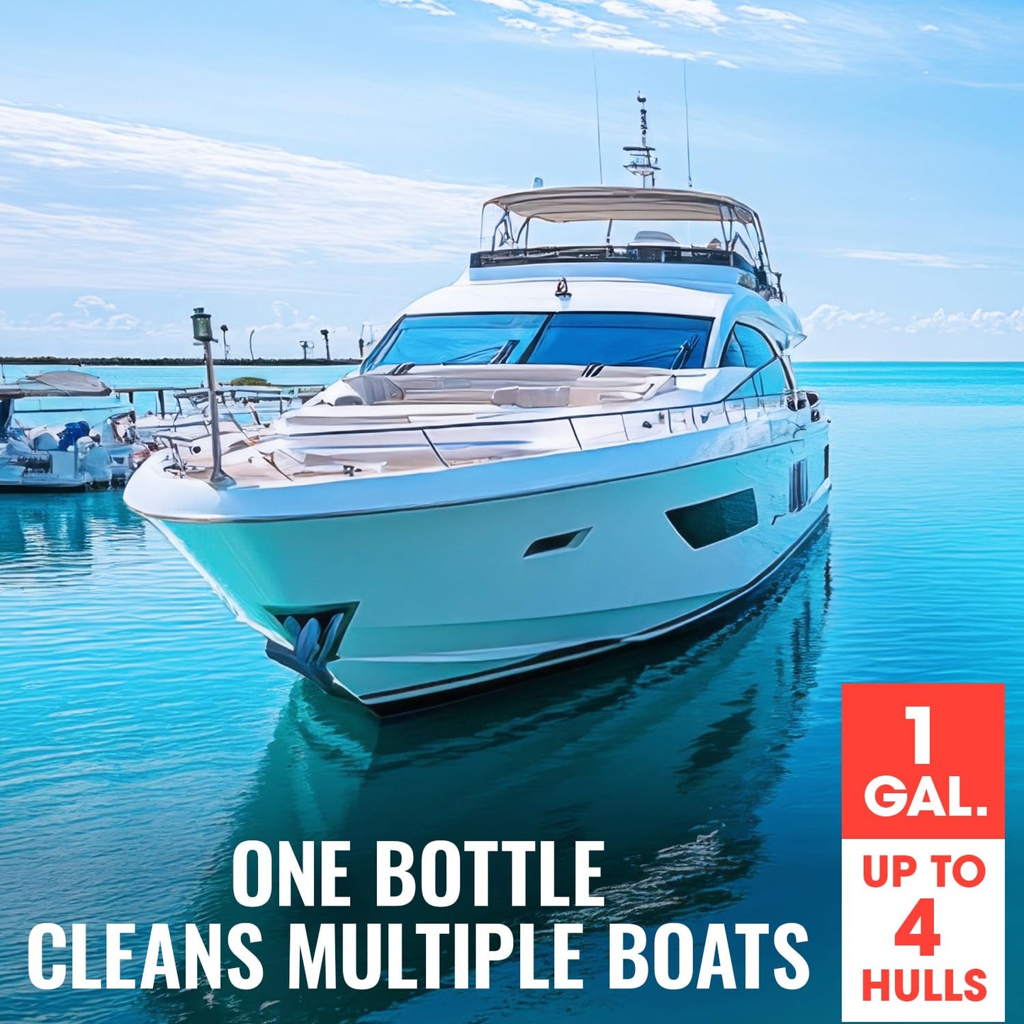 [1 Galllon] Instant Boat Hull Cleaner - Made in USA - Powerful Dual Acid Formula Easily Removes Scum Lines, Rust Stains, Hard Waterlines, & More from Fiberglass, Gelcoat & Painted Boat Surfaces