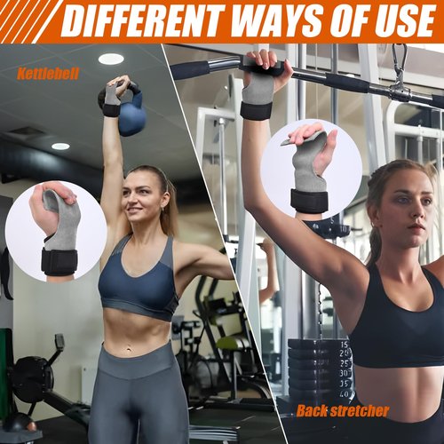 Weight Lifting Wrist Strap Cowhide Material Robust Lifting Straps for Gym Deadlift and Powerlifting Adjustable lifting straps Men/Women(Pair) (Gray)