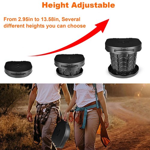 Boreeman Portable camping Toilet, Foldable and Height Adjustable, Load Capacity 400lbs, with Carrying Handle, Perfect for Camping, Travel & Car Use